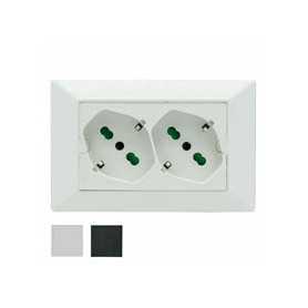 Presa doppia schuko     fanton - 10/16a - bianco