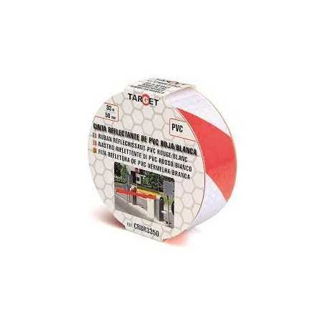 Nastro pvc riflettente - mm.50x33mt. - rosso/bianco
