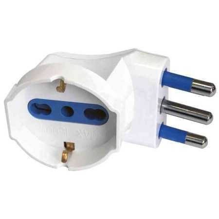 Adattatore schuko salvaspazio - es012s - 90°-16a-bianco