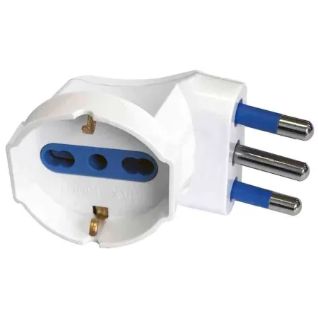 Adattatore schuko salvaspazio - es012s - 90°-16a-bianco