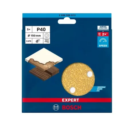 Fogli abrasivi d.150 v bosch - 2608900813 - arancio-gr.40-pz.5