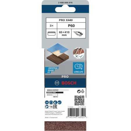 Nastri abrasivi 65x410   bosch - 2608606016 - rossi-gr. 60-pz.3