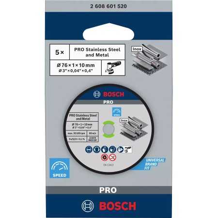 Mola taglio inox         bosch - 2608601520 - pz.5 - mm.76 x gws
