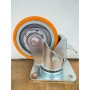 Ruota ghisa poliuretano - d.100x25 - girevole s/p-c/freno