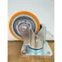 Ruota ghisa poliuretano - d.100x25 - girevole s/p-c/freno