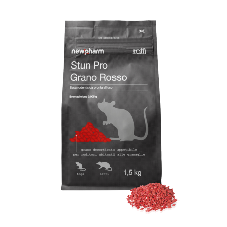Esca rodenticida grano rosso - newpharm - busta 1,5kg