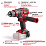 Trapano avvitatore einhell pro - tp-cd 18/80 li i - line pro senza batteria