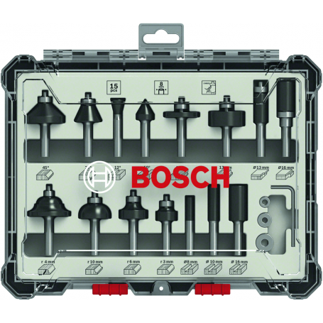 Frese set 15 pezzi BOSCH - mm.8