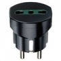 Adattatore spina schuko - vi00301 - bipresa-16a-nero