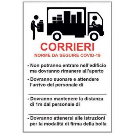 Segnaletica covid 19 - 33 x 50 - obblighi corrieri