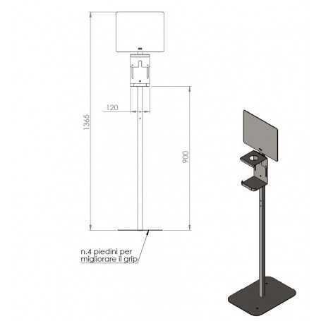 Colonnina per gel igienizzante - smart inox - con cartello info